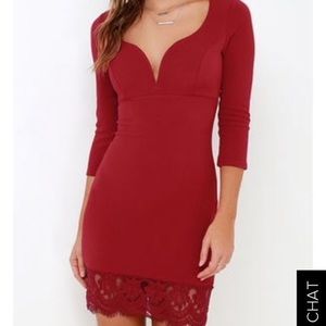 Fitted V neck dress with lace. Never worn